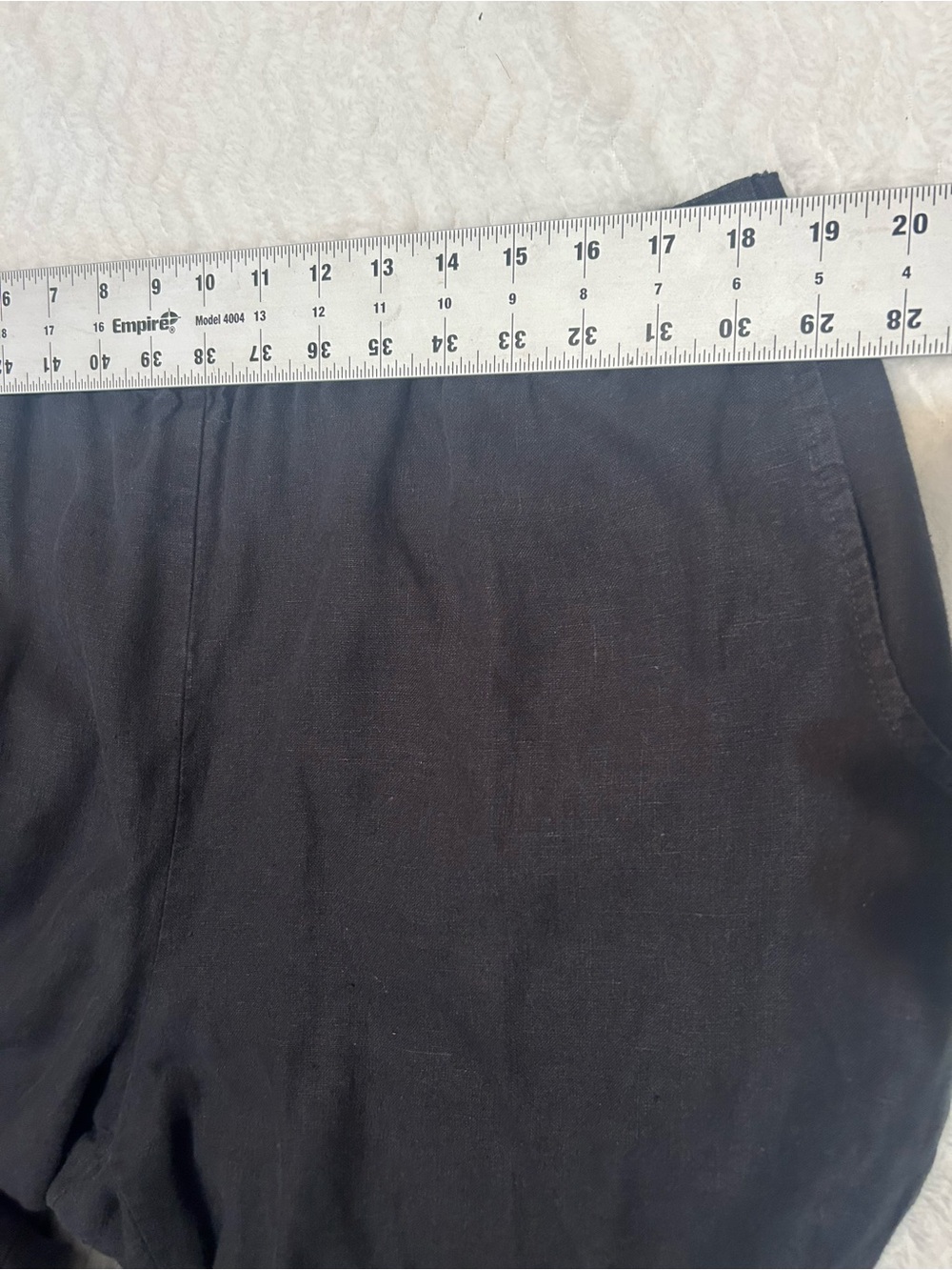 FLAX 100% Linen Elastic Waist Pants Black Size Large Lagenlook - Picture 5 of 8